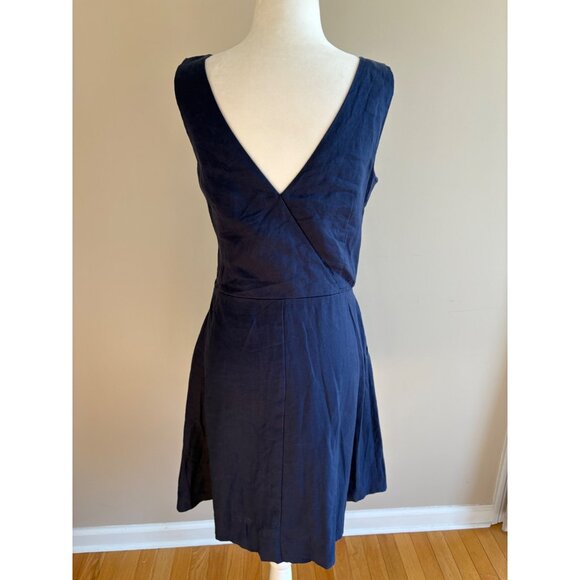 GAP 100% Linen Sleevelese Fit & Flare Midi Dress in Comet Blue Size 4 Tall - Picture 5 of 11
